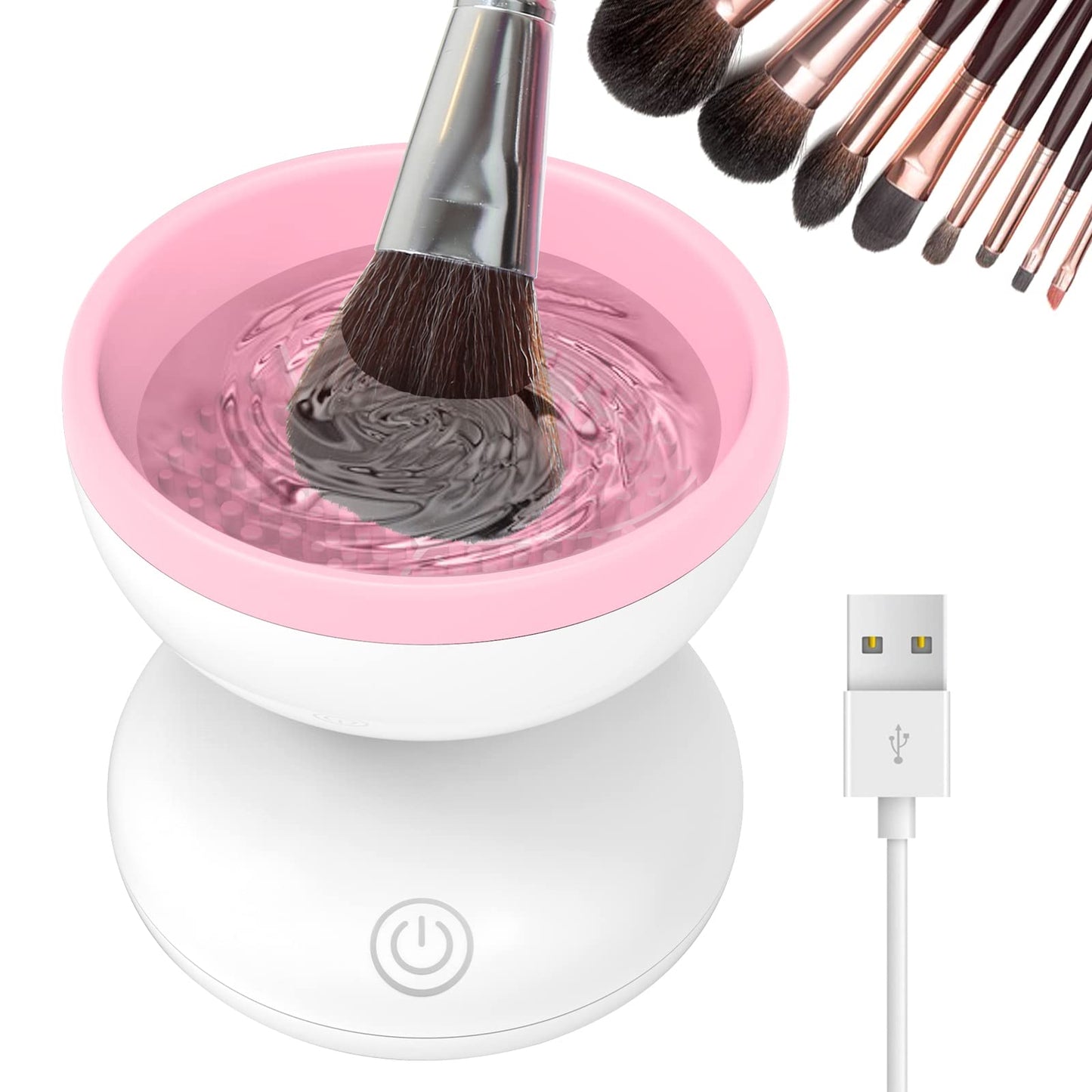 Luxe Electric Makeup Brush Cleaner, Pink, USB Charging Station, 3  Adjustable Speeds, Cleaner to Instantly Wash and Dry Your Makeup Brushes